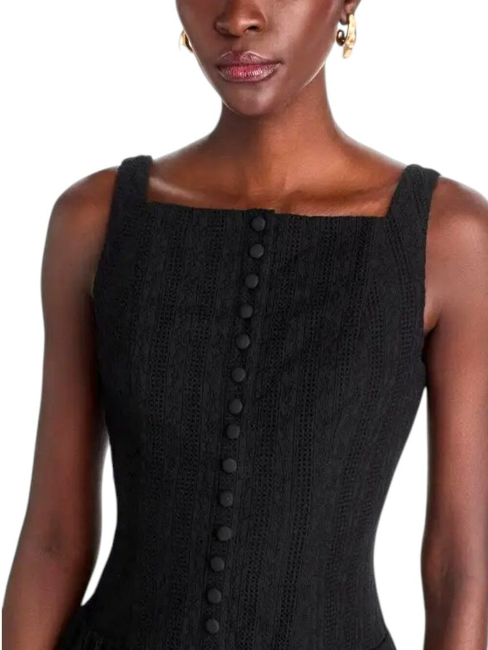 WAYF Eve Eyelet Midi Dress, Black, XS, NWT - Picture 2 of 4